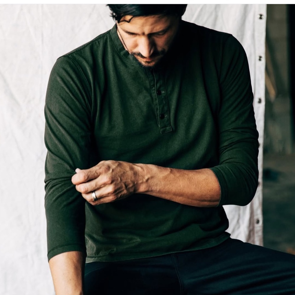 Imogene + Willie Vintage Henley Shirt, Forest Green, Size XS